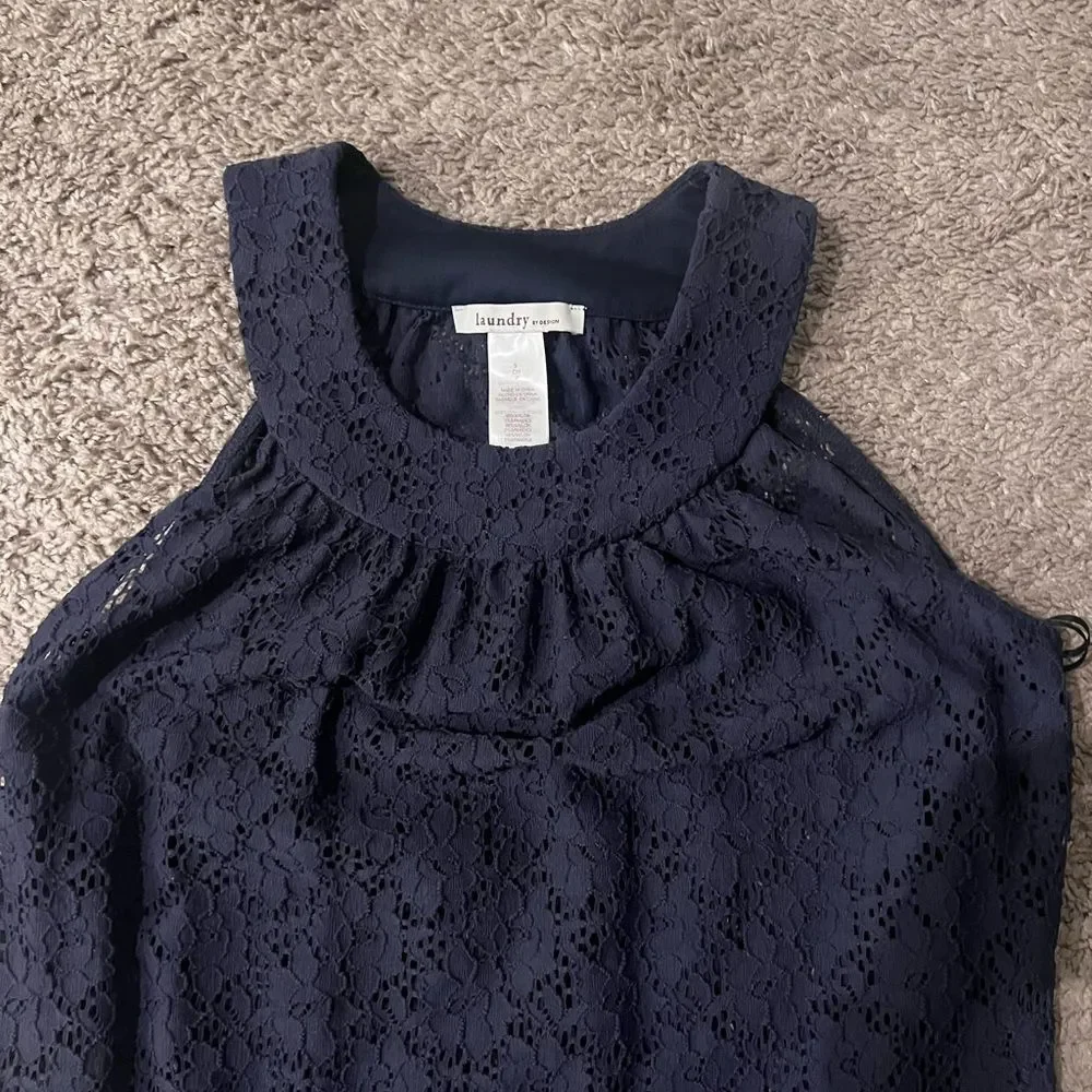 Laundry By Design lacy navy blue swimsuit cover (size m) EUC - Picture 5 of 6